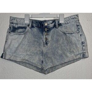 No Boundaries Shorts Denim Button Fly Stonewashed Women Sz 13 Quadruple Buttons